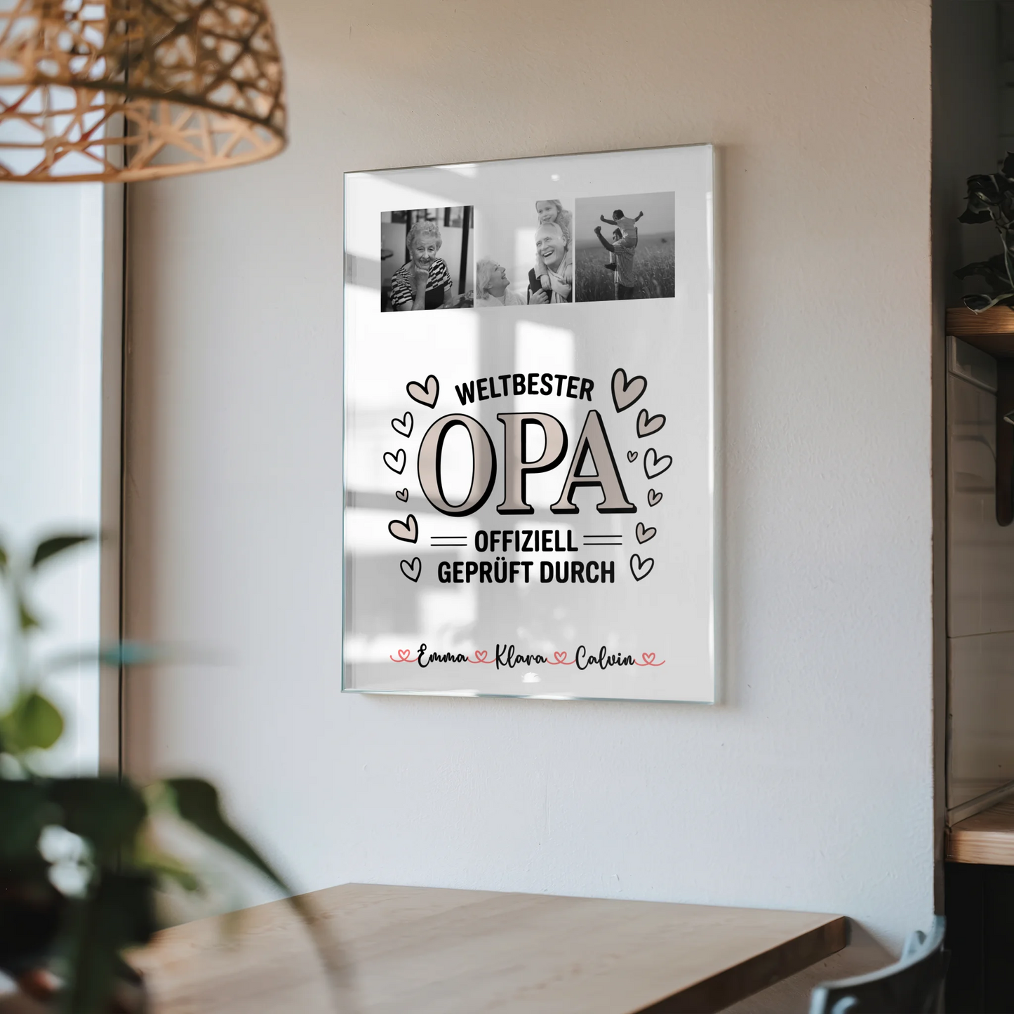 Personalisierte Fotocollage für Opa mit Foto mit Acrylglas Weltbester Opa Offiziell Geprüft Durch 4