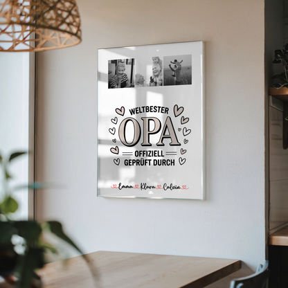 Personalisierte Fotocollage für Opa mit Foto mit Acrylglas Weltbester Opa Offiziell Geprüft Durch 4
