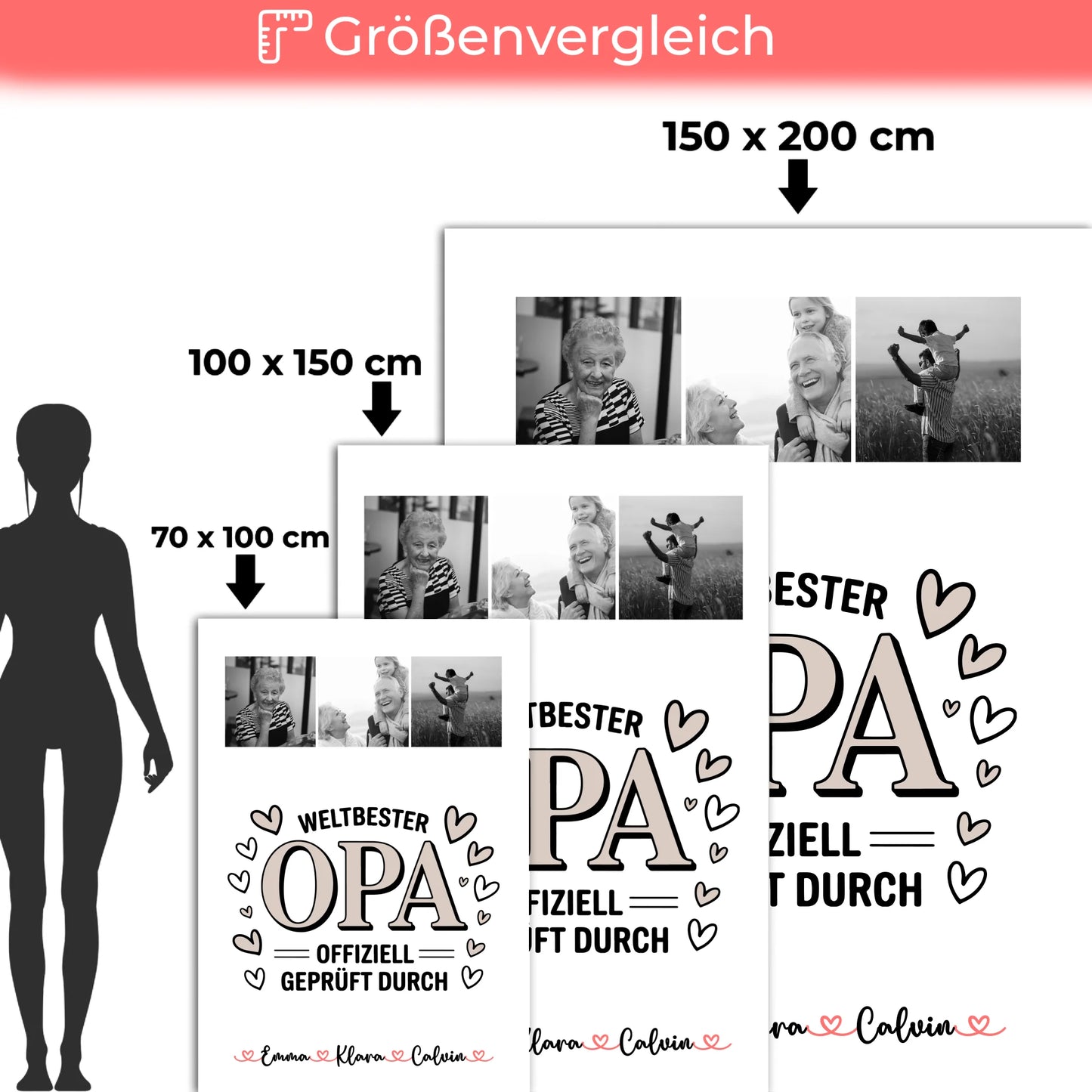 Personalisierte Decke Opa Fotocollage für Opa Weltbester Opa Offiziell Geprüft Durch Geschenk 5