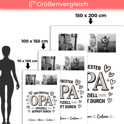 Personalisierte Decke Opa Fotocollage für Opa Weltbester Opa Offiziell Geprüft Durch Geschenk 5
