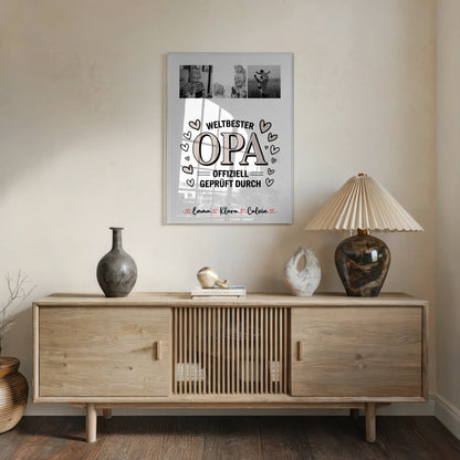 Personalisierte Fotocollage für Opa mit Foto mit Acrylglas Weltbester Opa Offiziell Geprüft Durch 5