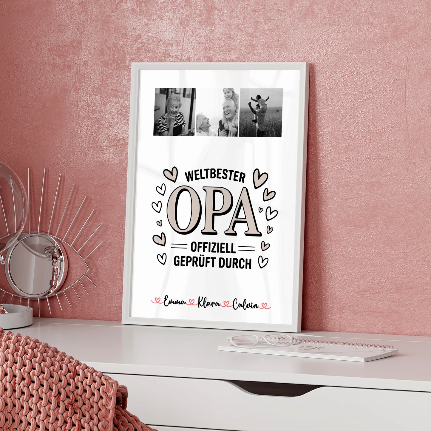 Personalisierte Poster Opa Fotocollage für Opa Weltbester Opa Offiziell Geprüft Durch