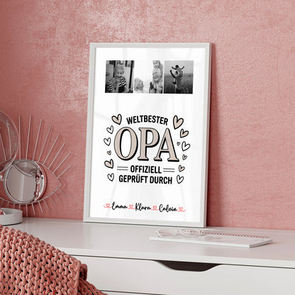 Personalisierte Poster Opa Fotocollage für Opa Weltbester Opa Offiziell Geprüft Durch