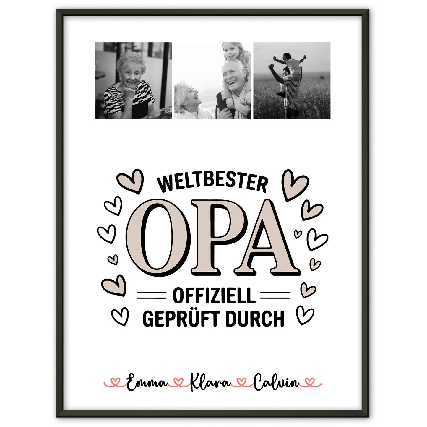 Personalisierte Poster Opa Fotocollage für Opa Weltbester Opa Offiziell Geprüft Durch