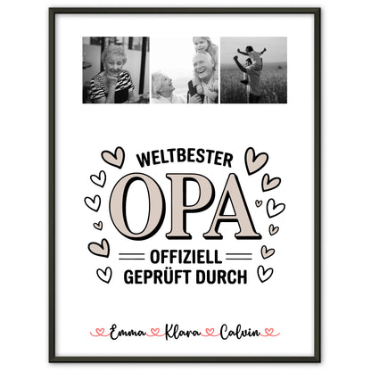 Personalisierte Poster Opa Fotocollage für Opa Weltbester Opa Offiziell Geprüft Durch