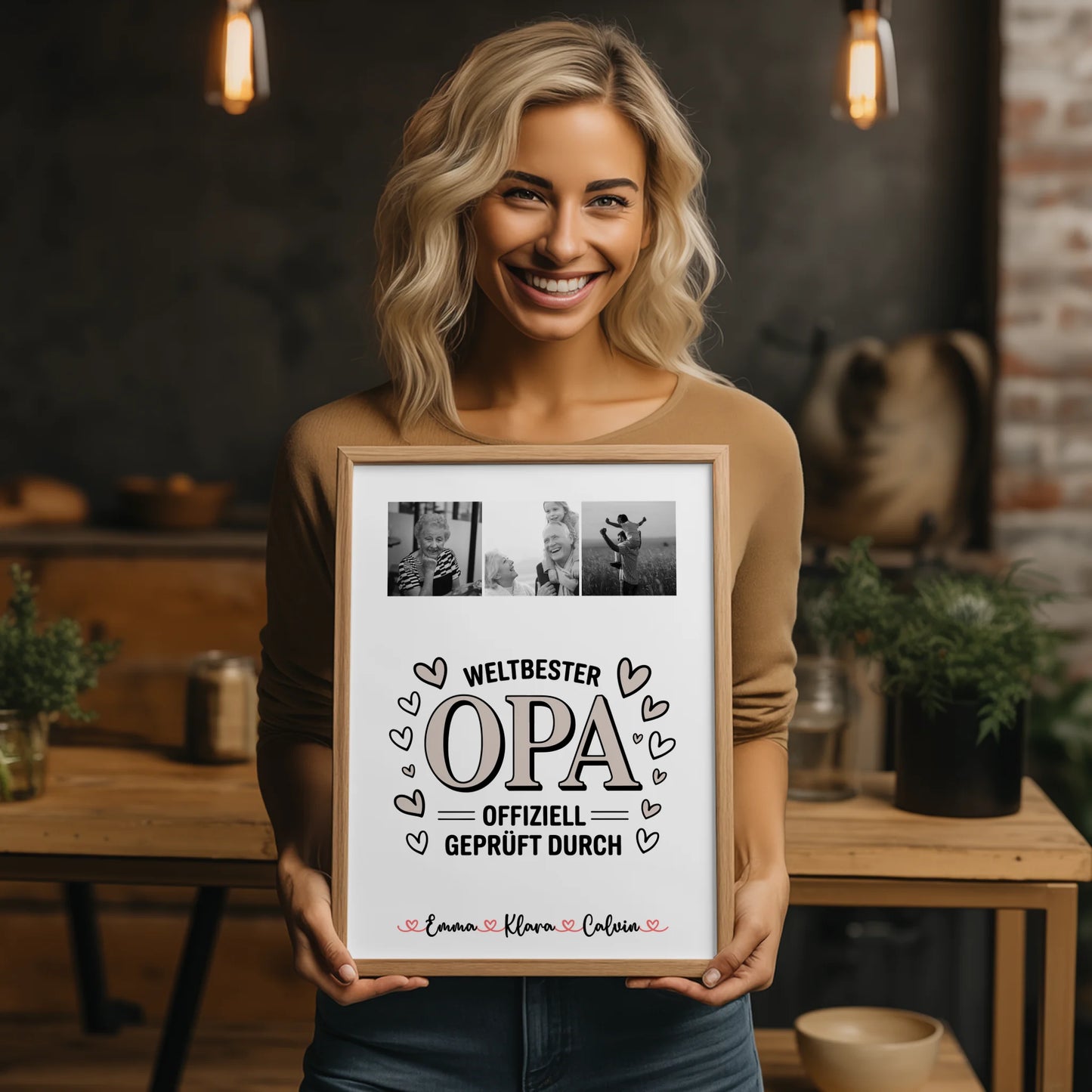 Personalisierte Poster Opa Fotocollage für Opa Weltbester Opa Offiziell Geprüft Durch