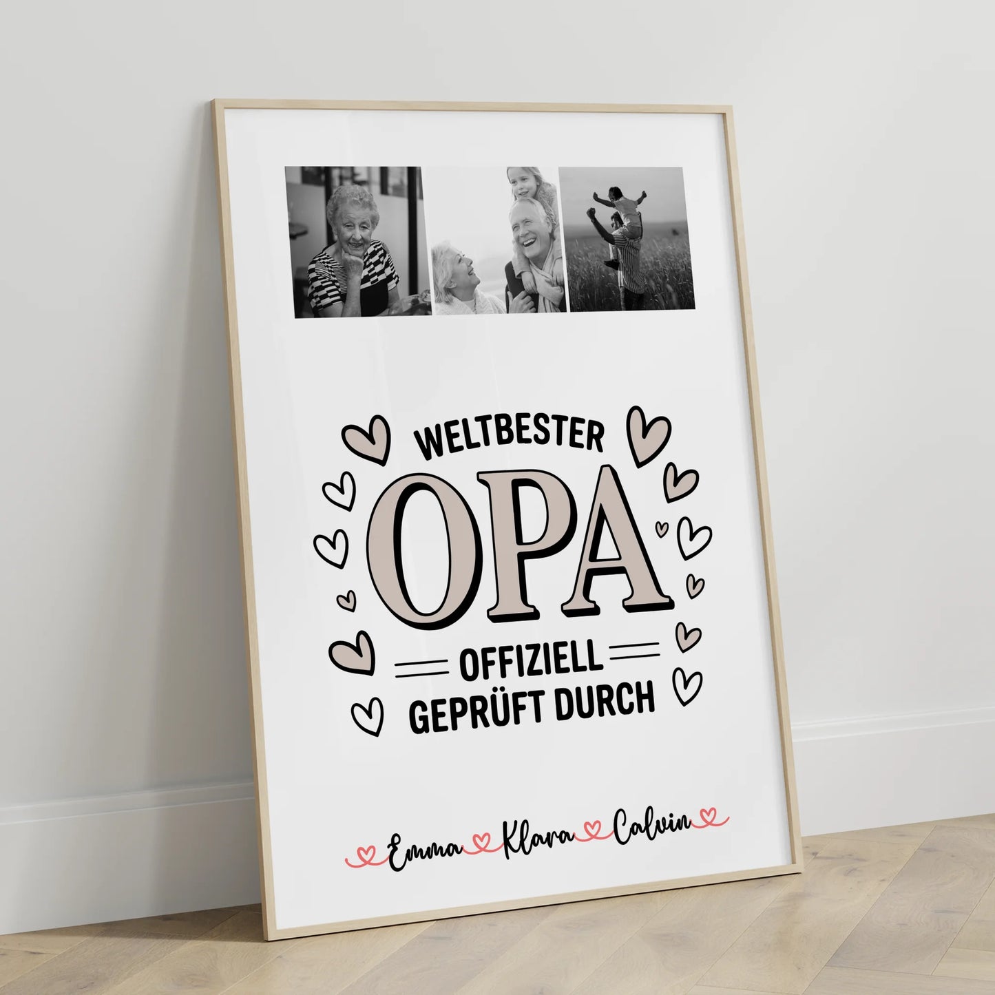Personalisierte Poster Opa Fotocollage für Opa Weltbester Opa Offiziell Geprüft Durch
