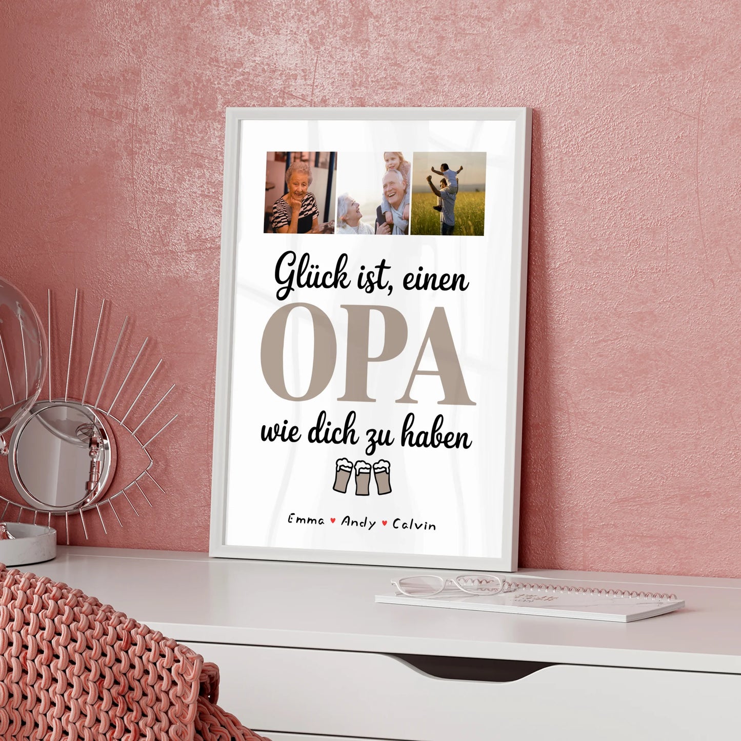 Poster Opa Opa Fotocollage Glück Ist einen Opa Wie Dich Zu Haben personalisiert