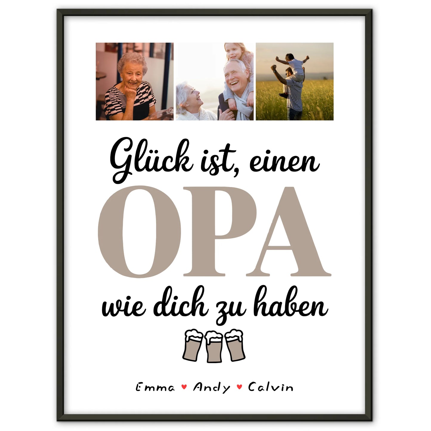 Poster Opa Opa Fotocollage Glück Ist einen Opa Wie Dich Zu Haben personalisiert