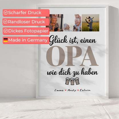 Poster Opa Opa Fotocollage Glück Ist einen Opa Wie Dich Zu Haben personalisiert