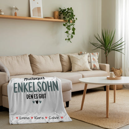 Decke Mit Namen Geschenk Fotocollage Enkelsohn Allerbester Enkelsohn Den Es Gibt 4