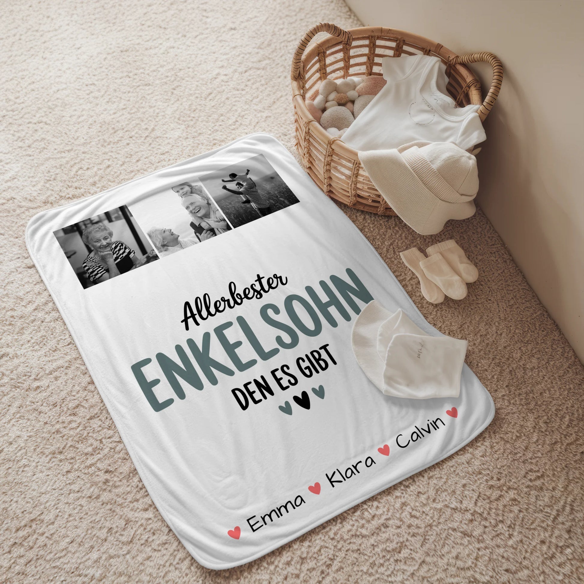 Decke Mit Namen Geschenk Fotocollage Enkelsohn Allerbester Enkelsohn Den Es Gibt 2