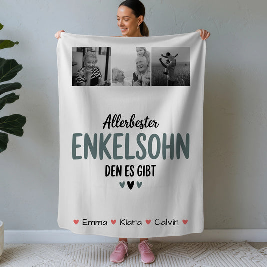 Decke Mit Namen Geschenk Fotocollage Enkelsohn Allerbester Enkelsohn Den Es Gibt 1