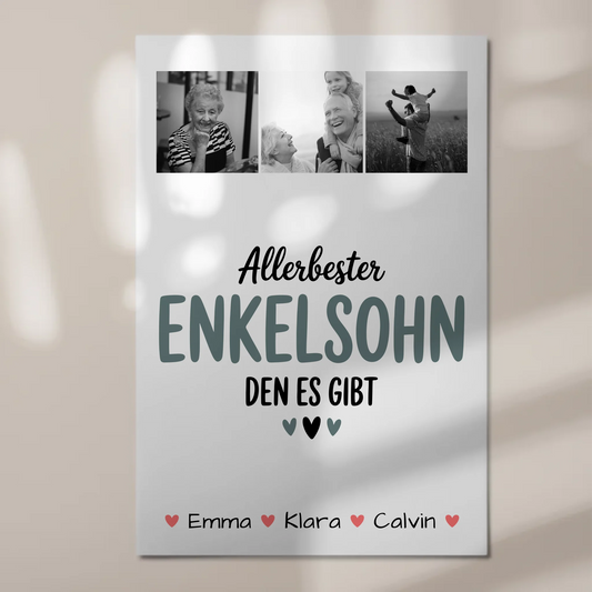 Personalisierte Fotoboard Magnet Poster Geschenk für den besten Enkelsohn 1