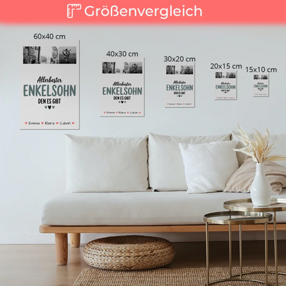 Personalisierte Fotoboard Magnet Poster Geschenk für den besten Enkelsohn