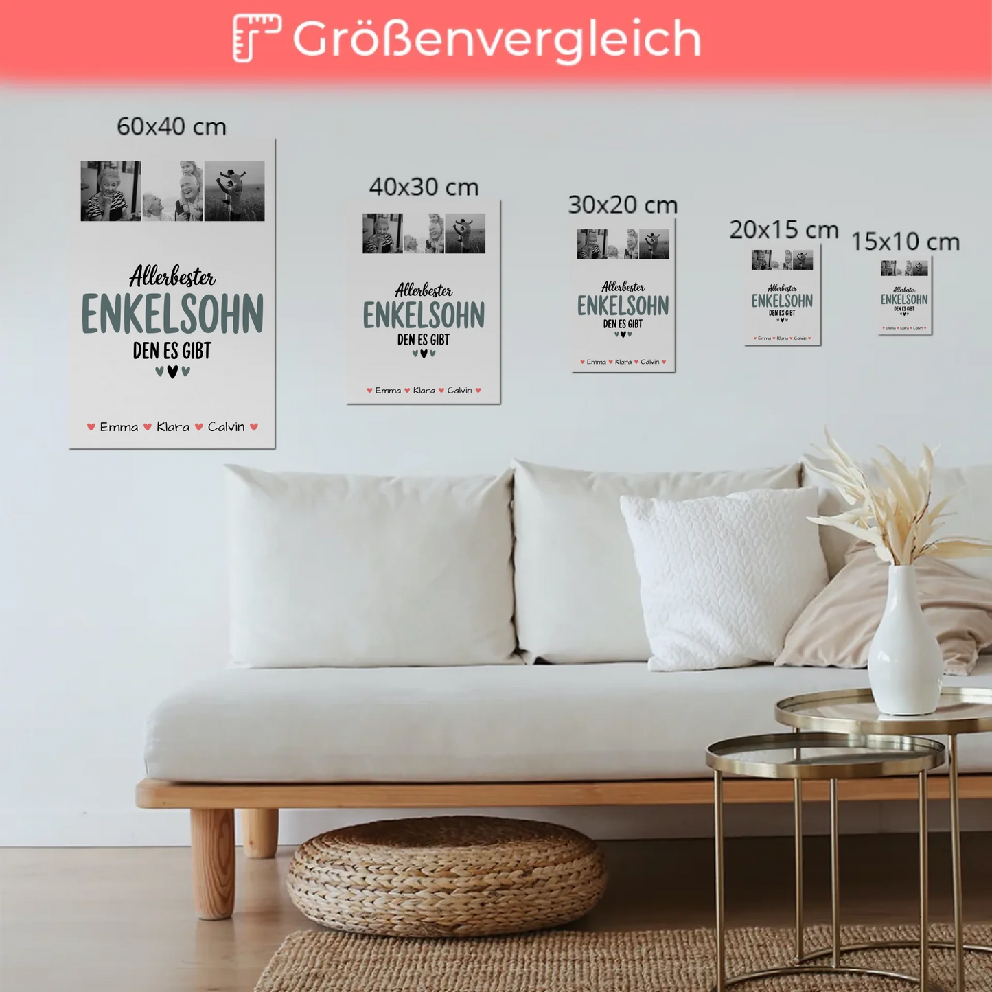Personalisierte Fotoboard Magnet Poster Geschenk für den besten Enkelsohn