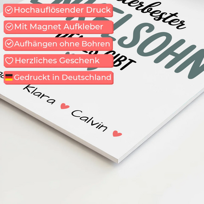 Personalisierte Fotoboard Magnet Poster Geschenk für den besten Enkelsohn