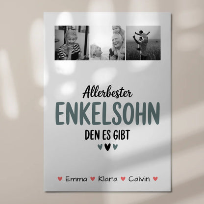 Personalisierte Fotoboard Magnet Poster Geschenk für den besten Enkelsohn