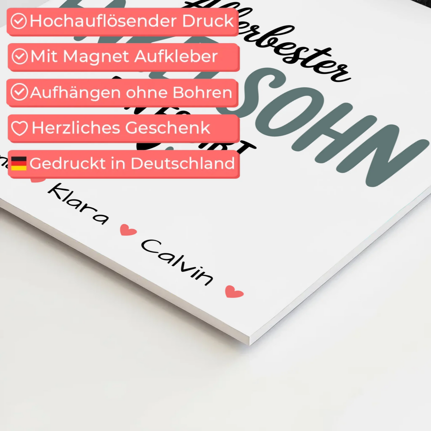 Personalisierte Fotoboard Magnet Poster Geschenk für den besten Enkelsohn