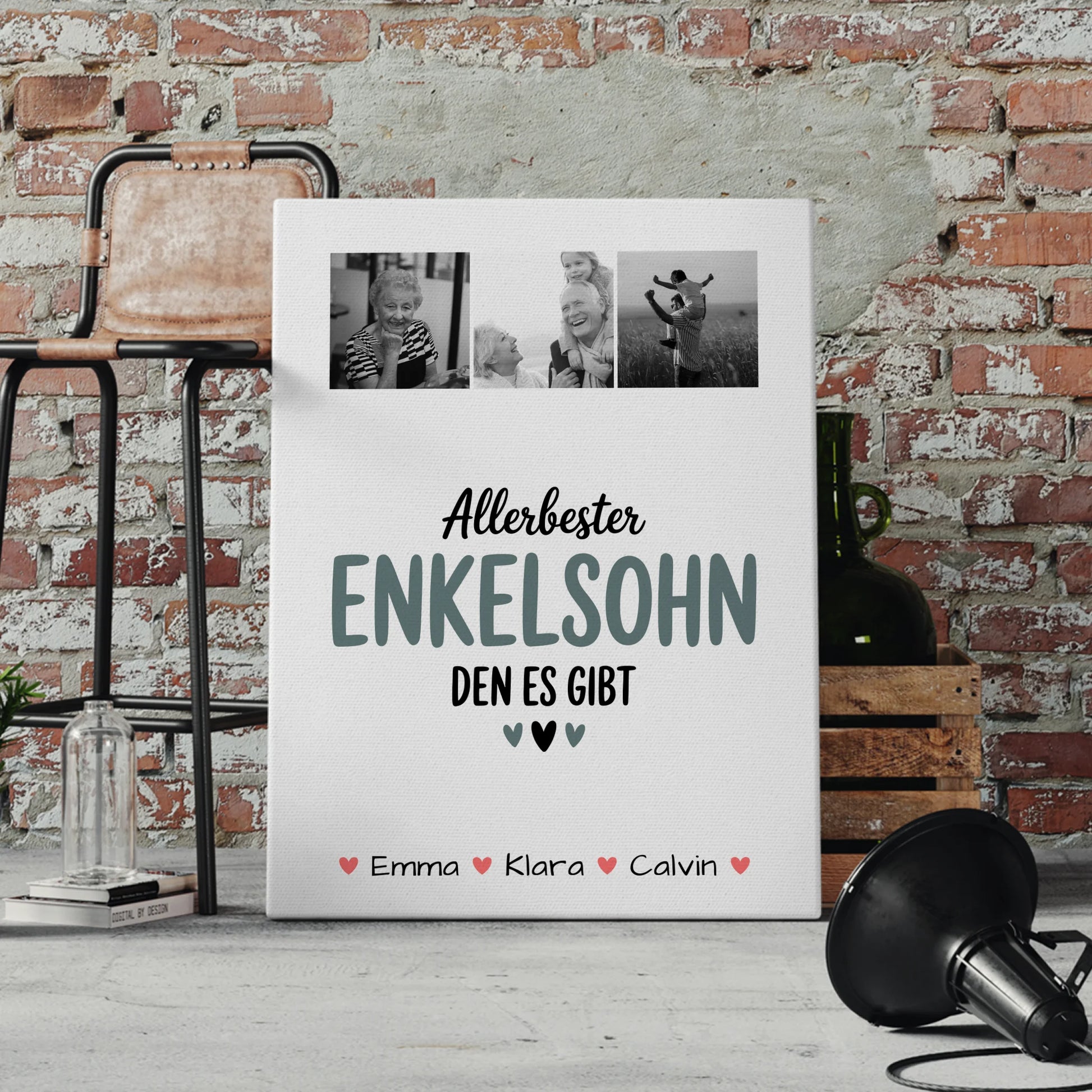 Leinwand Personalisiert Geschenk Fotocollage Enkelsohn Allerbester Enkelsohn Den Es Gibt 4