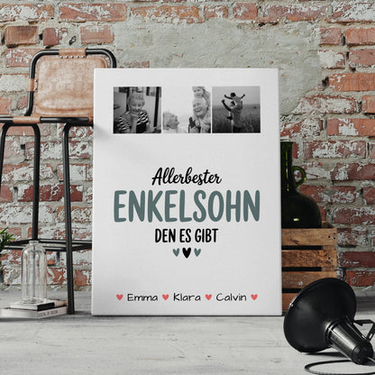 Leinwand Personalisiert Geschenk Fotocollage Enkelsohn Allerbester Enkelsohn Den Es Gibt 4