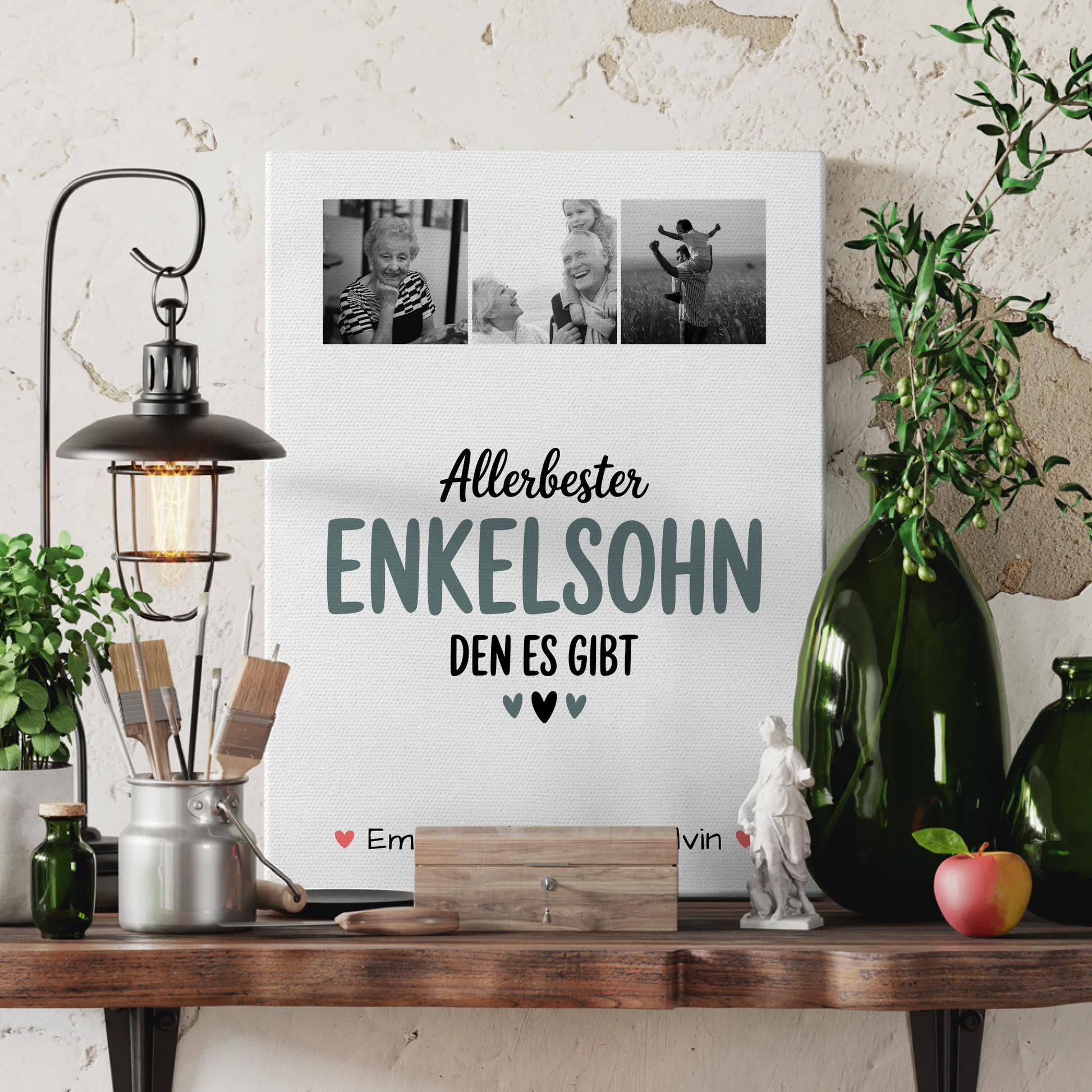 Leinwand Personalisiert Geschenk Fotocollage Enkelsohn Allerbester Enkelsohn Den Es Gibt 3