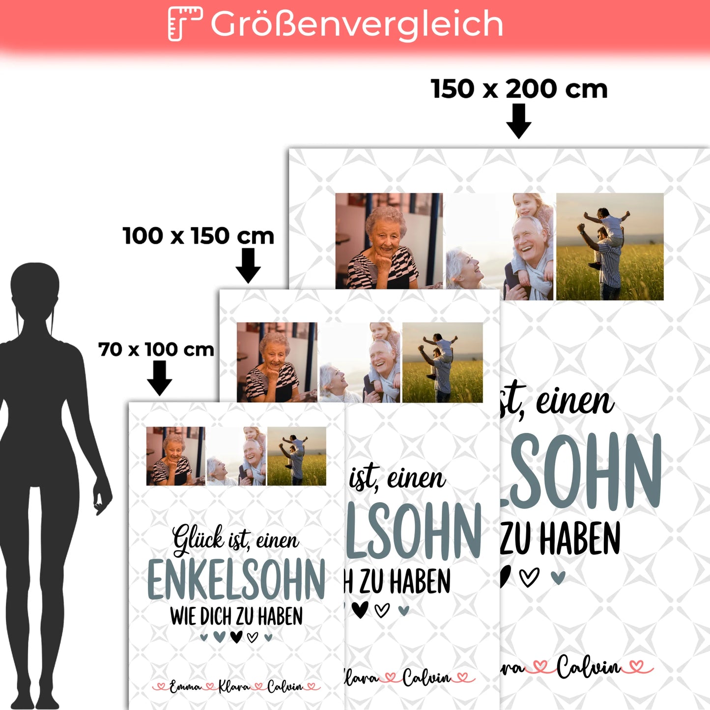 Kuscheldecke Mit Namen Und Motiv Fotocollage Enkelsohn Glück Ist Einen Enkelsohn Wie Dich Zu Haben 5