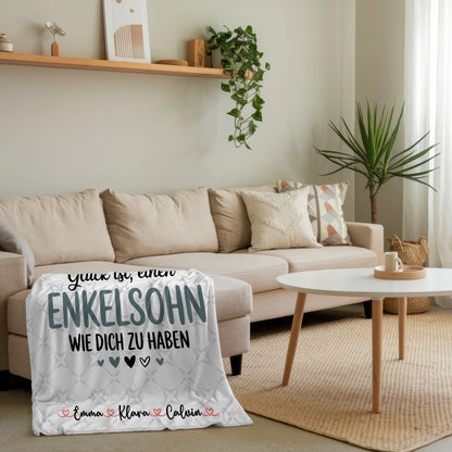 Kuscheldecke Mit Namen Und Motiv Fotocollage Enkelsohn Glück Ist Einen Enkelsohn Wie Dich Zu Haben 4