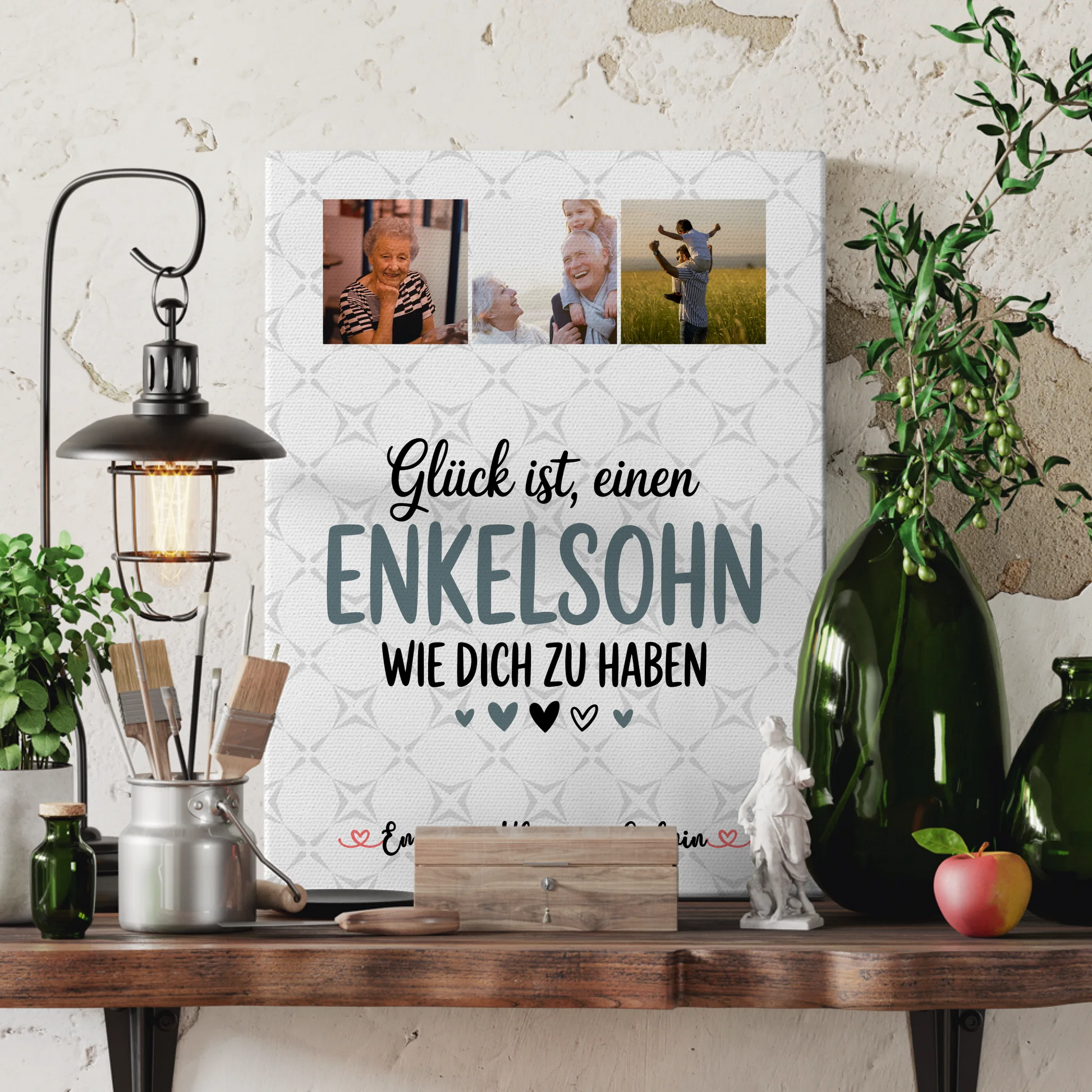 Personalisierte Leinwand Fotocollage Enkelsohn Glück Ist einen Enkelsohn Wie Dich Zu Haben Geschenk 3