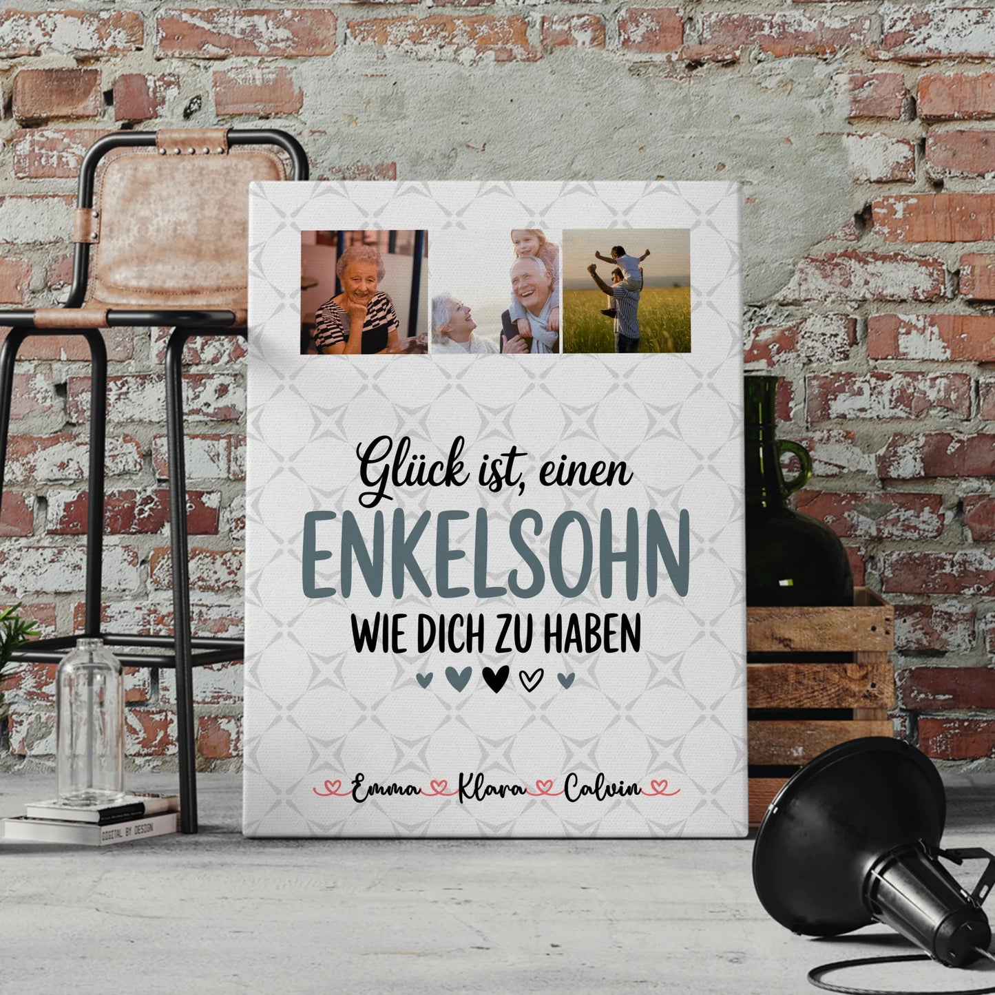 Personalisierte Leinwand Fotocollage Enkelsohn Glück Ist einen Enkelsohn Wie Dich Zu Haben Geschenk 4