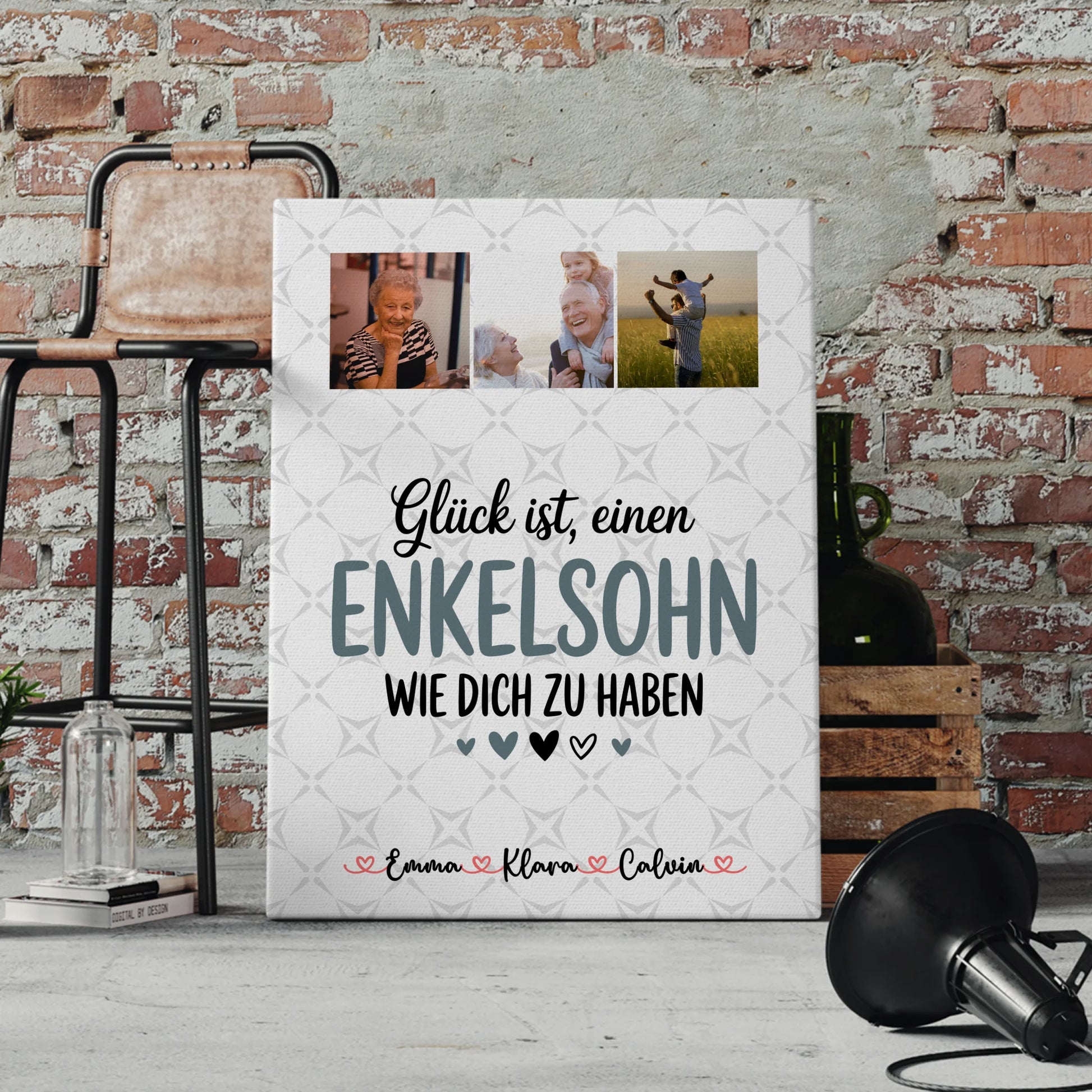 Personalisierte Leinwand Fotocollage Enkelsohn Glück Ist einen Enkelsohn Wie Dich Zu Haben Geschenk 4