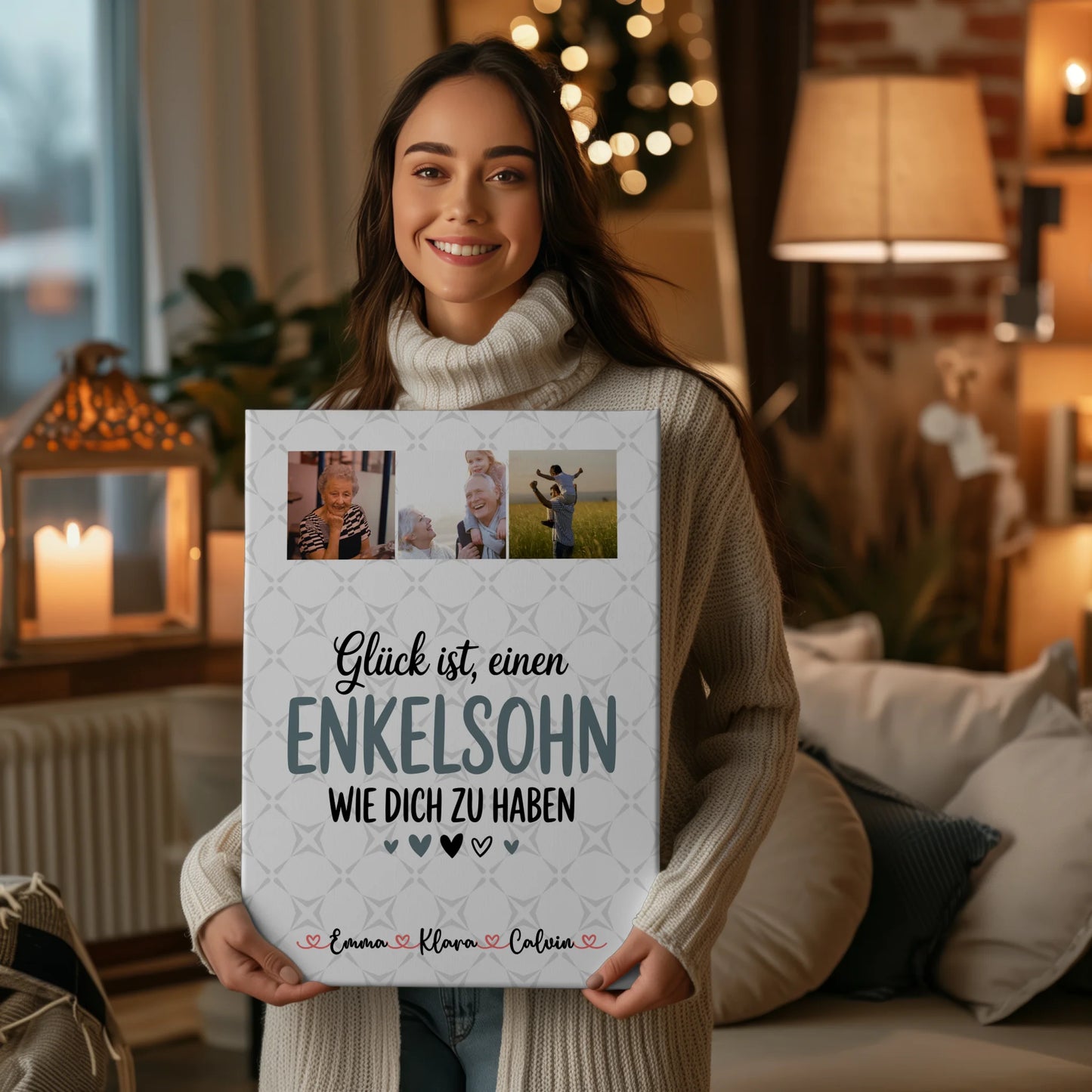 Personalisierte Leinwand Fotocollage Enkelsohn Glück Ist einen Enkelsohn Wie Dich Zu Haben Geschenk 2