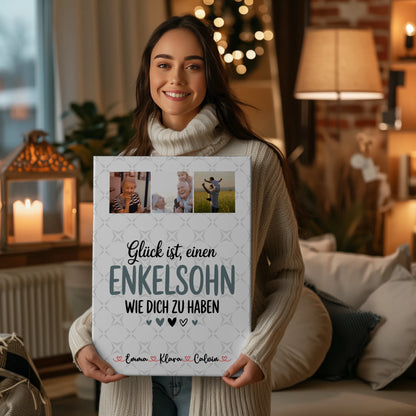 Personalisierte Leinwand Fotocollage Enkelsohn Glück Ist einen Enkelsohn Wie Dich Zu Haben Geschenk 2