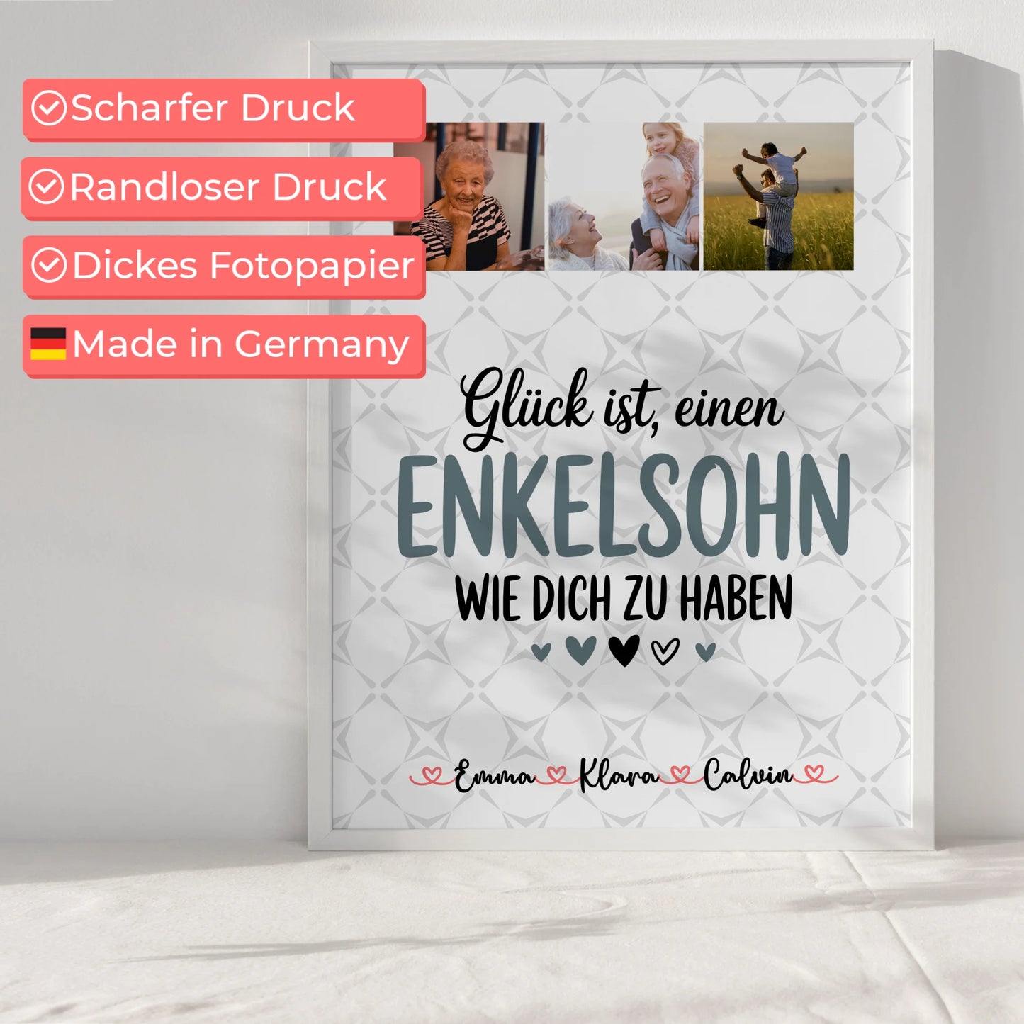 Karten Poster Personalisiert mit Fotocollage für Enkelsohn Glück Ist Einen Enkelsohn Wie Dich Zu Haben