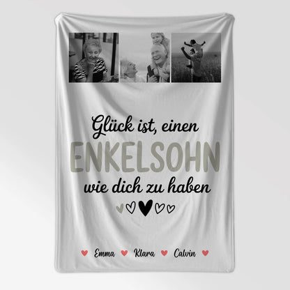 Decke Mit Namen Fotocollage für Enkelsohn Glück Ist einen Enkelsohn Wie Dich Zu Haben Geschenk 7