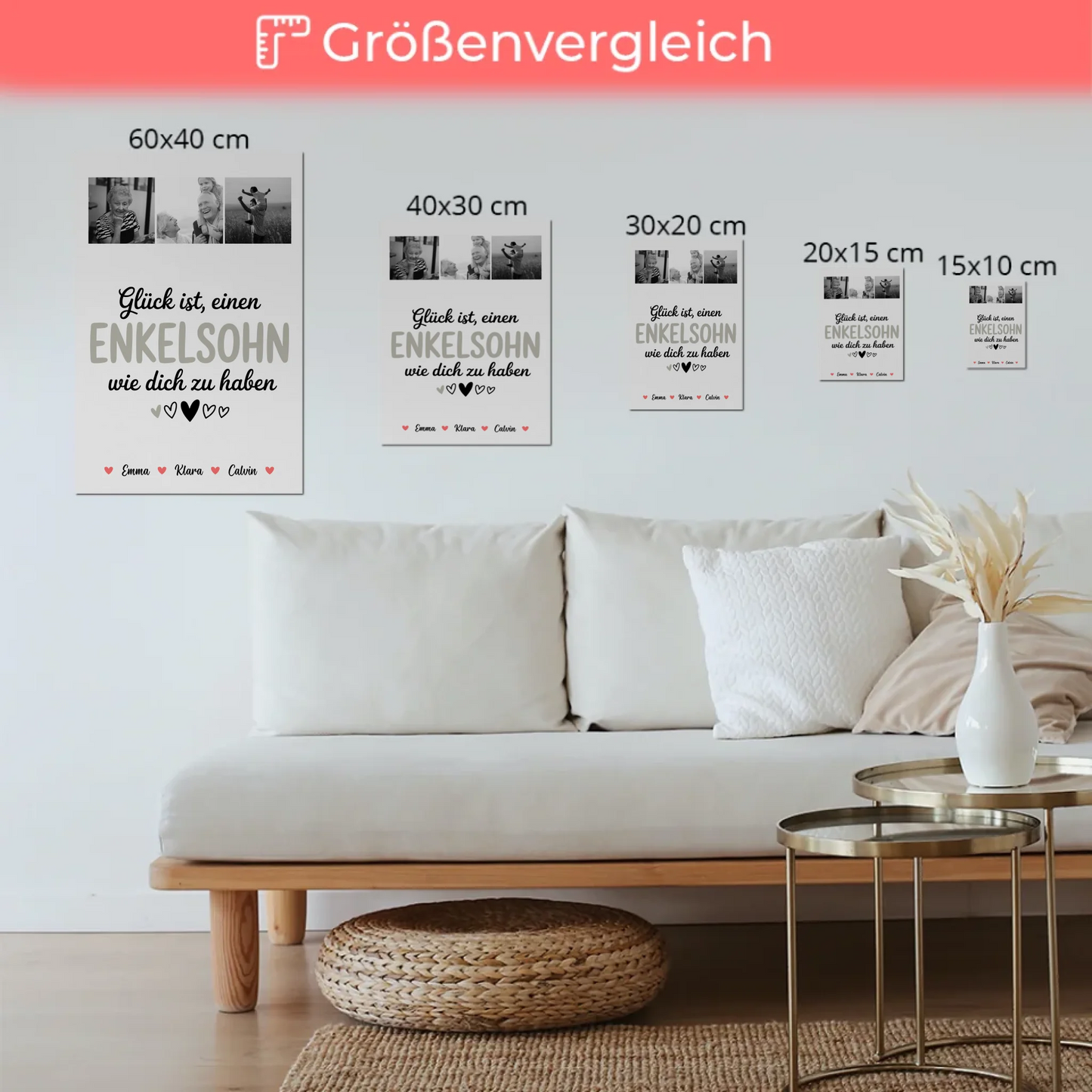 Fotoboard Magnet Wandbild Fotocollage für Enkelsohn Glück Ist einen Enkelsohn Wie Dich Zu Haben