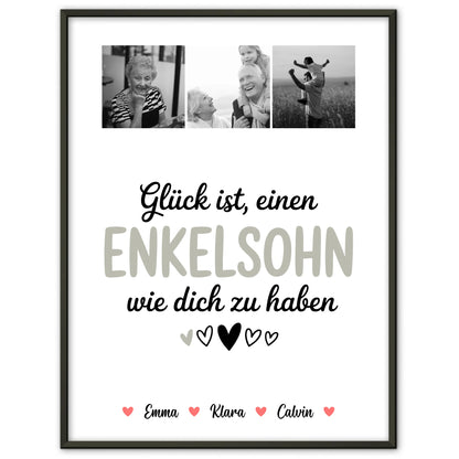 Personalisierbares Poster Fotocollage für Enkelsohn Glück Ist einen Enkelsohn Wie Dich Zu Haben