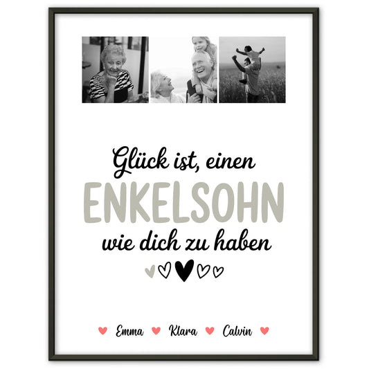 Personalisierbares Poster Fotocollage für Enkelsohn Glück Ist einen Enkelsohn Wie Dich Zu Haben