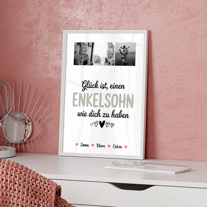 Personalisierbares Poster Fotocollage für Enkelsohn Glück Ist einen Enkelsohn Wie Dich Zu Haben
