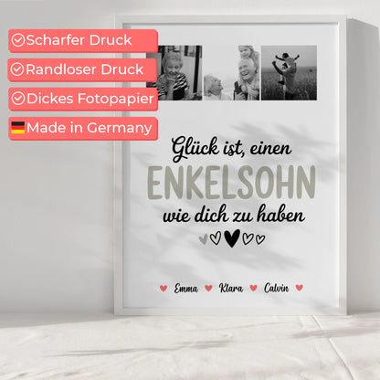 Personalisierbares Poster Fotocollage für Enkelsohn Glück Ist einen Enkelsohn Wie Dich Zu Haben