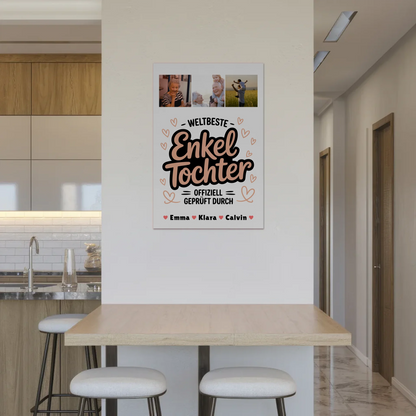 Magnetposter Fotoboard für Enkeltochter Weltbeste Enkeltochter Offiziell Geprüft 2