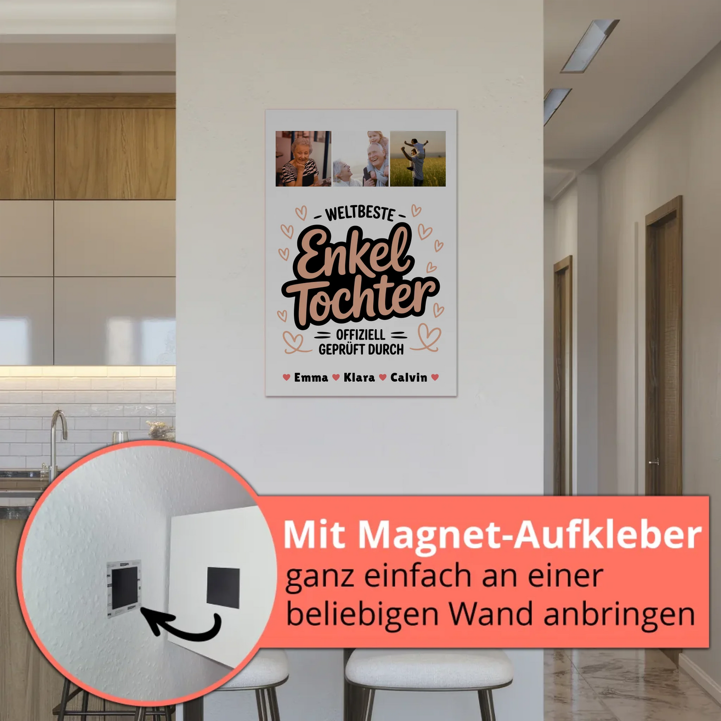 Magnetposter Fotoboard für Enkeltochter Weltbeste Enkeltochter Offiziell Geprüft