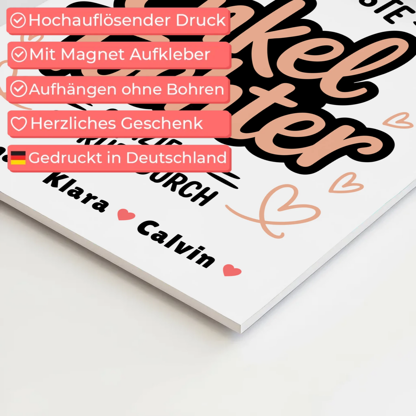 Magnetposter Fotoboard für Enkeltochter Weltbeste Enkeltochter Offiziell Geprüft