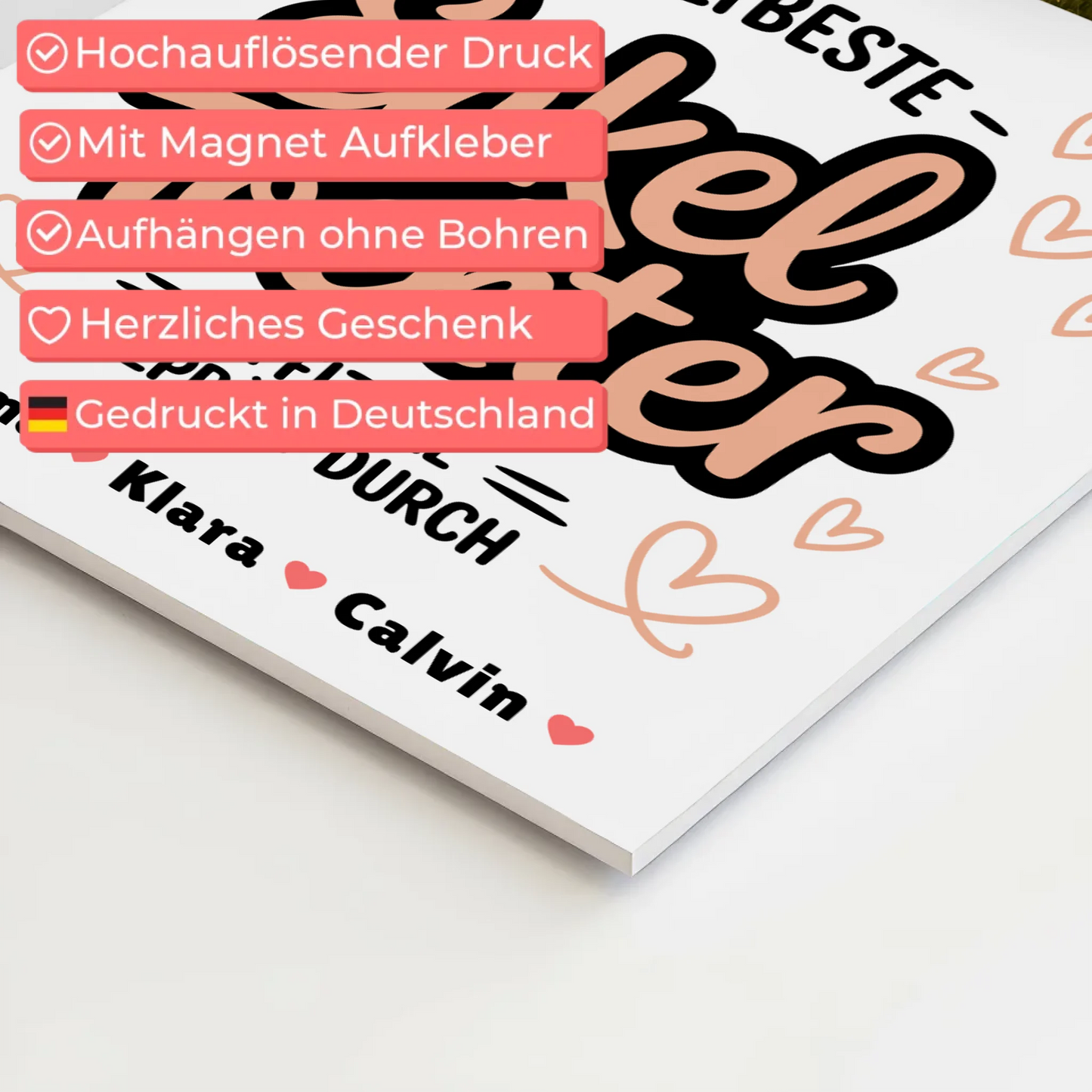 Magnetposter Fotoboard für Enkeltochter Weltbeste Enkeltochter Offiziell Geprüft