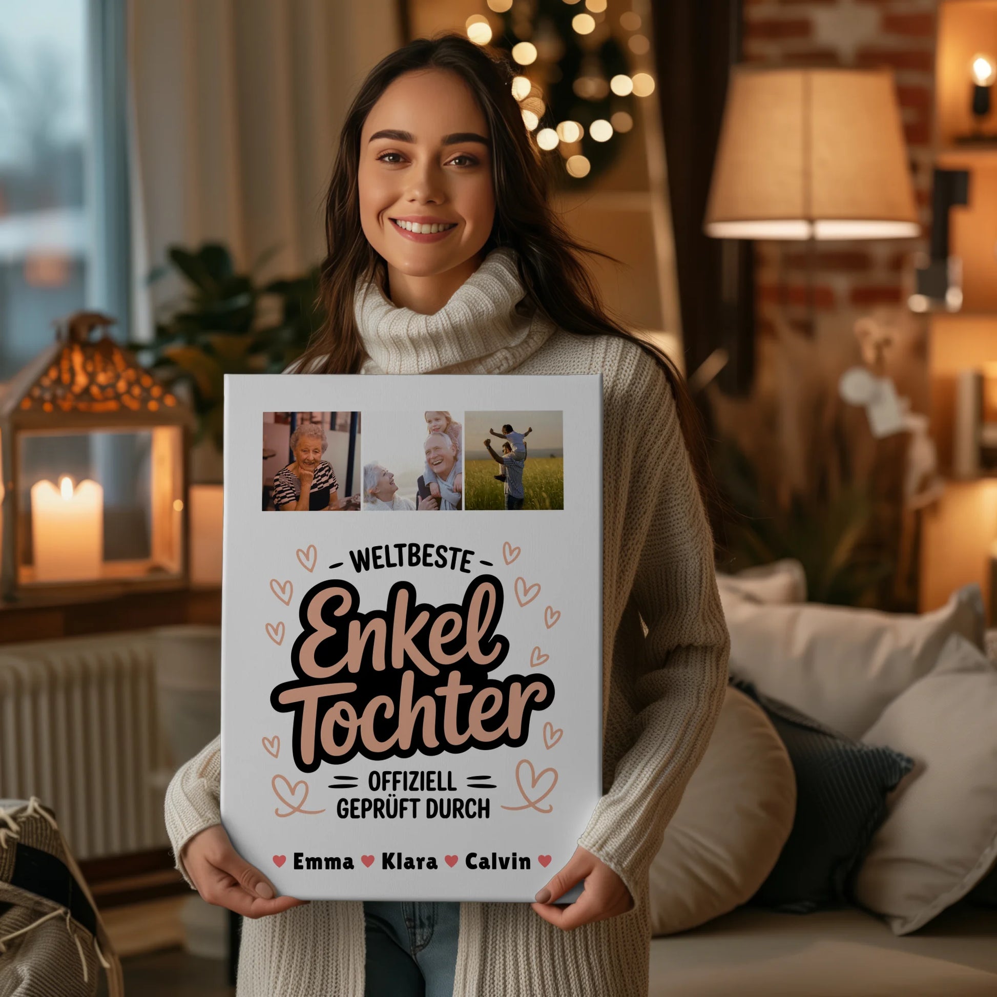 Leinwand Wandbild Enkeltochter Fotocollage Weltbeste Enkeltochter Offiziell Geprüft Durch 2