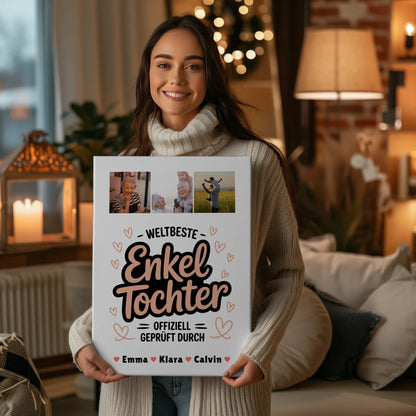 Leinwand Wandbild Enkeltochter Fotocollage Weltbeste Enkeltochter Offiziell Geprüft Durch 2