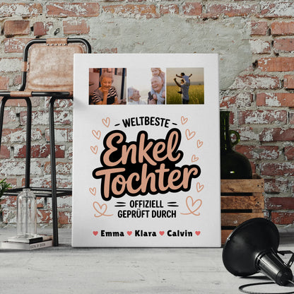 Leinwand Wandbild Enkeltochter Fotocollage Weltbeste Enkeltochter Offiziell Geprüft Durch 4