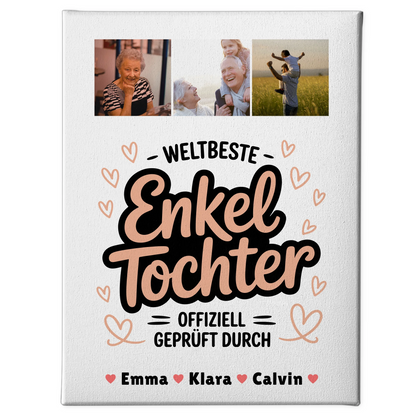 Leinwand Wandbild Enkeltochter Fotocollage Weltbeste Enkeltochter Offiziell Geprüft Durch 1