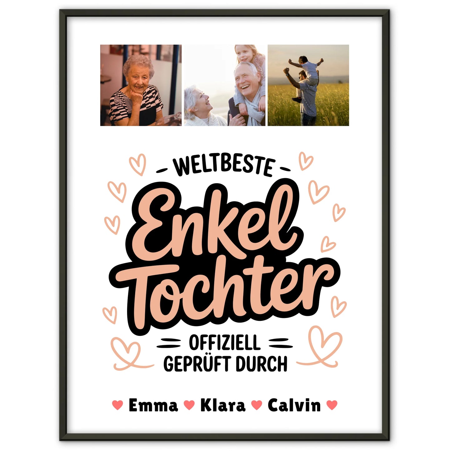Wandbild Fotocollage Enkeltochter Fotocollage Weltbeste Enkeltochter Offiziell Geprüft Durch