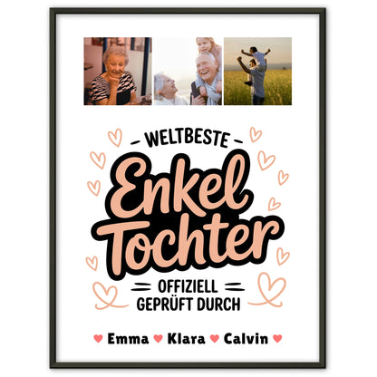 Wandbild Fotocollage Enkeltochter Fotocollage Weltbeste Enkeltochter Offiziell Geprüft Durch